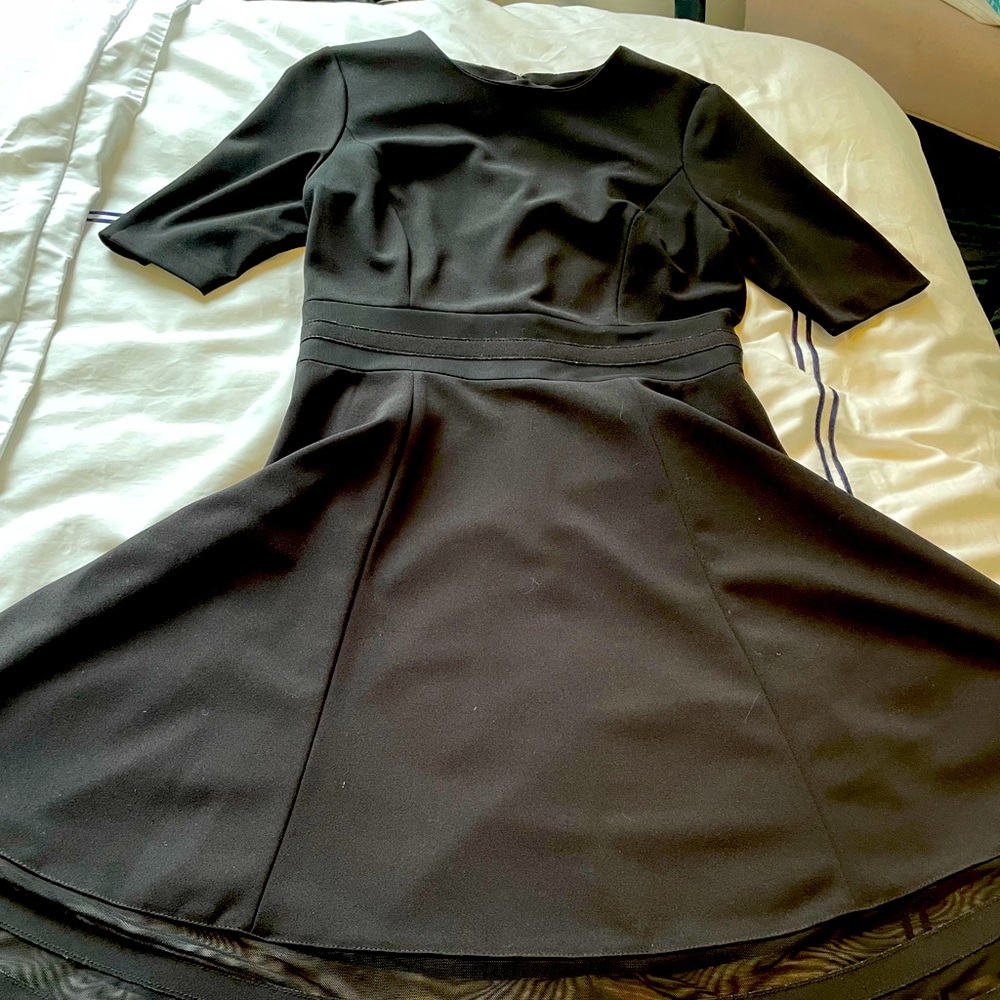 Calvin Klein Dresses | Calvin Klein Mesh Hem Fit and Flare Dress | Color: Black